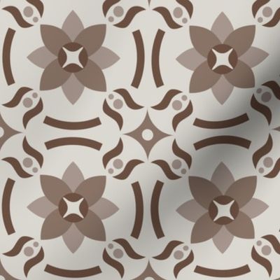 Geometric Pattern: Waterlily: Brownstone