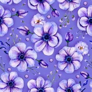 Violet watercolor flowers - purple flower