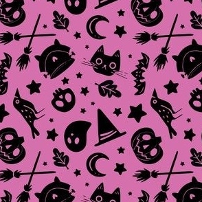 Halloween Critters Black on Pink