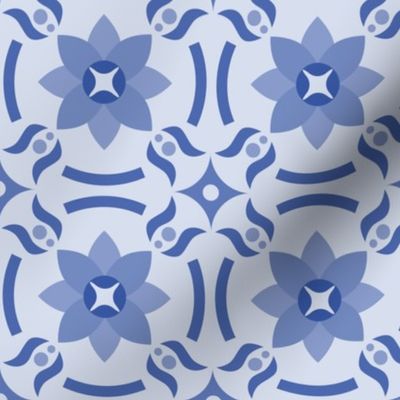 Geometric Pattern: Waterlily: Azure Light