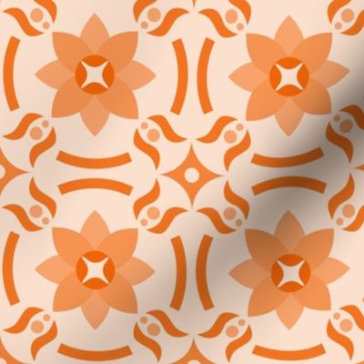 Geometric Pattern: Waterlily: Tangerine Light