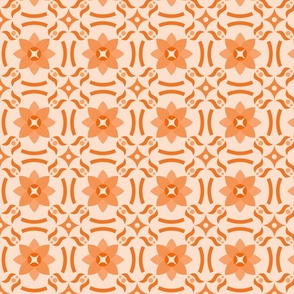 Geometric Pattern: Waterlily: Tangerine Light