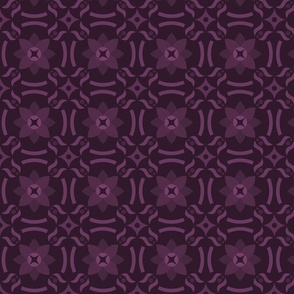 Geometric Pattern: Waterlily: Aubergine Dark