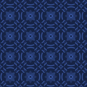 Geometric Pattern: Waterlily: Azure Dark