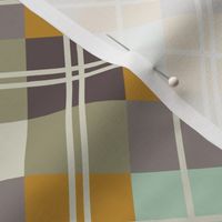 Diagonal Plaid-SeaGlass, Mustard, Aubergine, Ivory-L