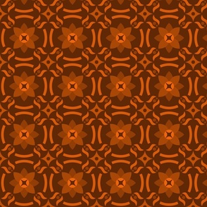Geometric Pattern: Waterlily: Tangerine Dark