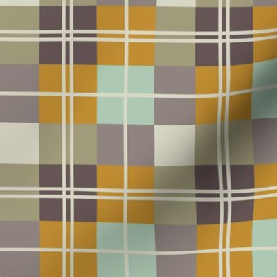 Plaid-Sea Glass, Mustard, Aubergine, Ivory-L