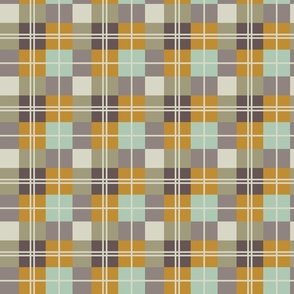 Plaid-Sea Glass, Mustard, Aubergine, Ivory-L