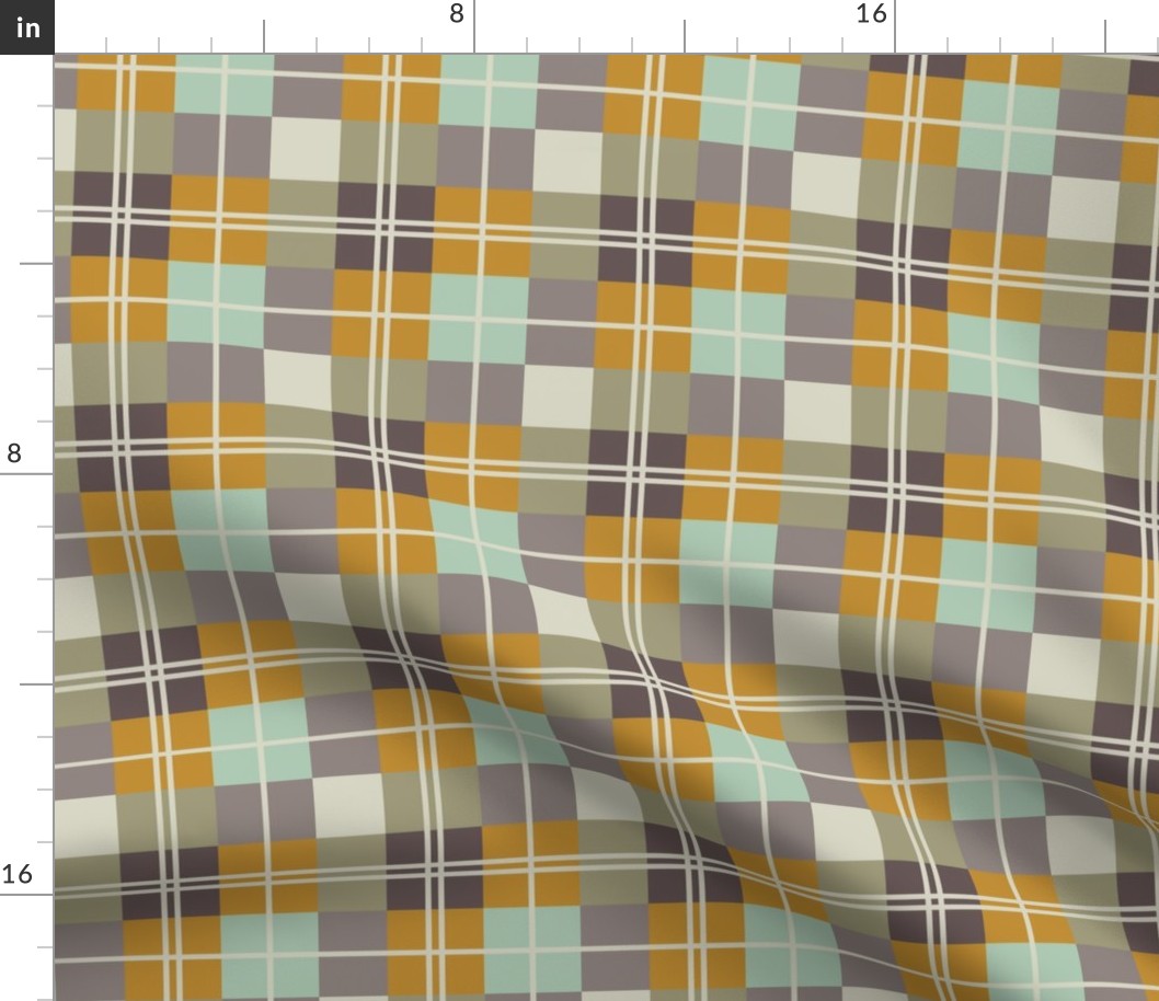 Plaid-Sea Glass, Mustard, Aubergine, Ivory-L