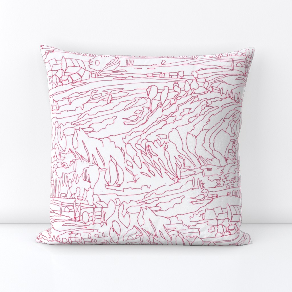 Viva Magenta Italian Landscape Line Drawing