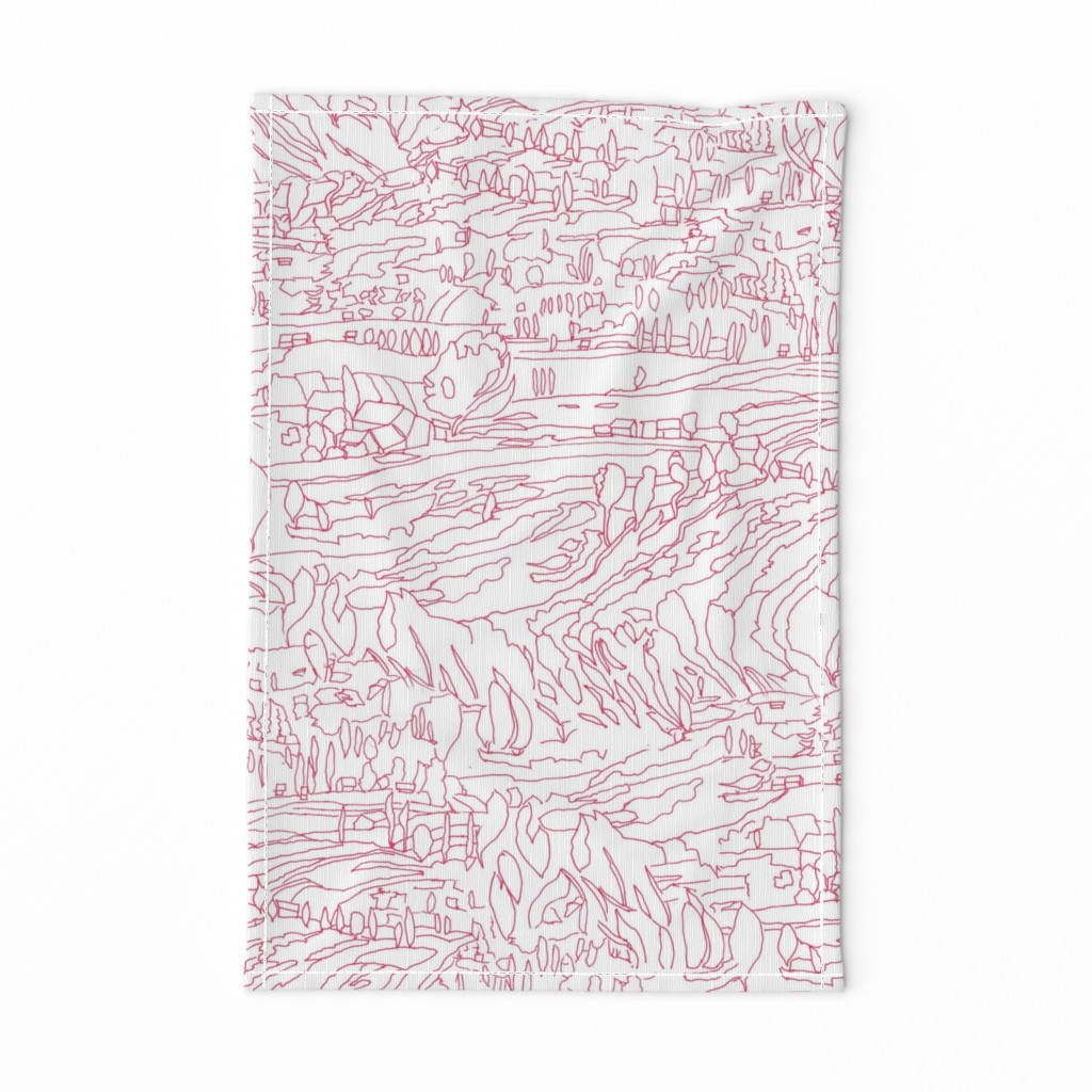 Viva Magenta Italian Landscape Line Drawing