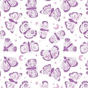 Magic Moths Purple Mix on White