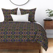 Organic shapes geometric lace mosaic purple yellow green