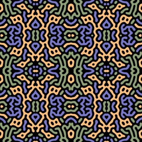 Organic shapes geometric lace mosaic purple yellow green