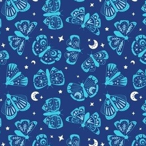 Magic Moths Blue Mix on Dark Blue