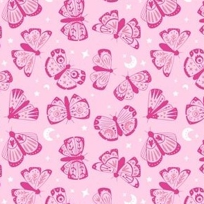 Magic Moths Pink Mix on Light Pink