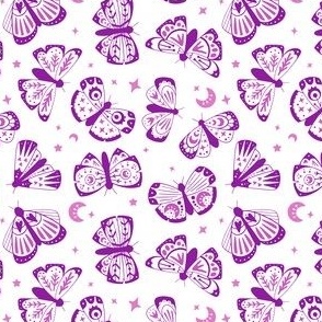 Magic Moths Dark Purple Mix on White