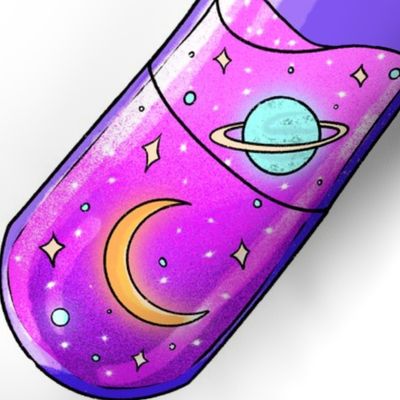 Kawaii pastel goth rainbow galaxy pills emo pink purple moon planets stars