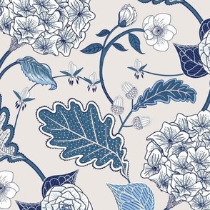 Acorn Hydrangea Florals / hamptons blues / 12"