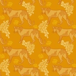 Snow Leopards, small scale - Mustard, Yellow, Ivory