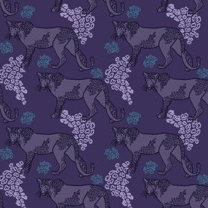 Snow Leopards, small scale - Violet,  Teal,  Lilac
