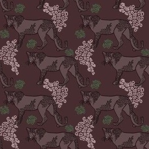 Snow Leopards, small scale - Wine, Green, Taupe