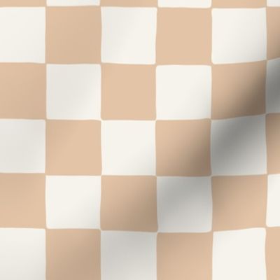 Medium // Organic Checkers wallpaper in Malt Light Tan Brown