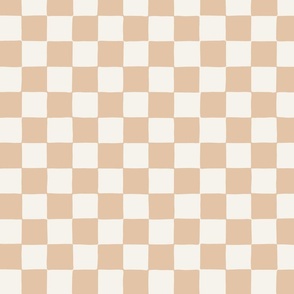 Medium // Organic Checkers wallpaper in Malt Light Tan Brown