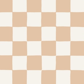 jumbo // Organic Checkers wallpaper Chequerboard Pattern in Malt Light Tan Brown