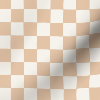 small // Organic Checker Chequerboard Pattern Malt Neutral Light Tan