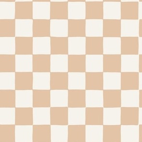 small // Organic Checker Chequerboard Pattern Malt Neutral Light Tan