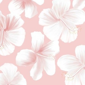 soft watercolour hibiscus floral  - blush