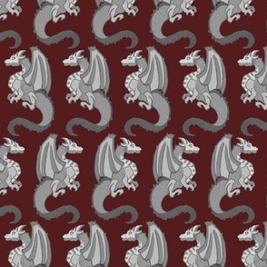 Stone Dragons on Red small scale