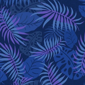 medium-Jungle Palm Fronds-blue 