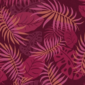 medium-Jungle Palm Fronds-cranberry 