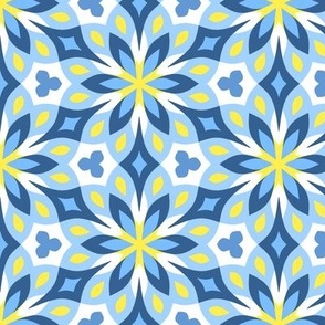 Blue, White and Yellow Abstract Geometric Pattern