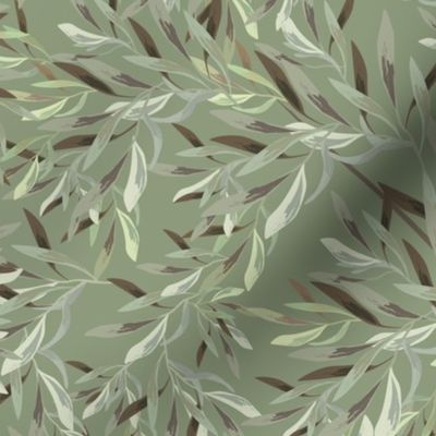 OLIVO - Olive branches with blackbirds - green