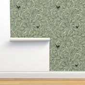 OLIVO - Olive branches with blackbirds - green