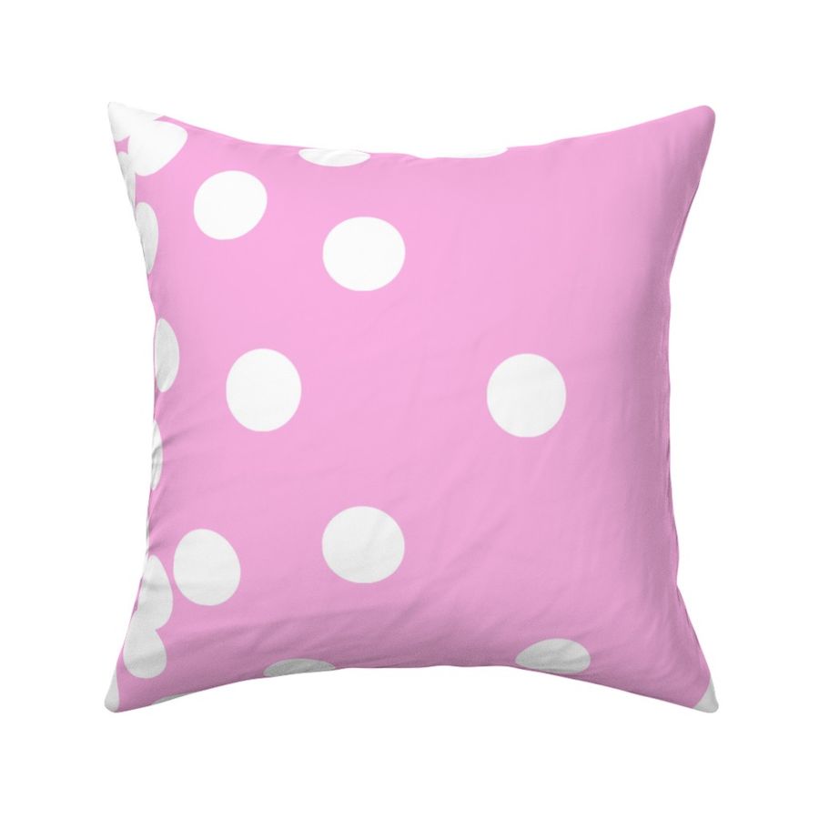 Large white Scattered Polka Dots on Pink horizontal