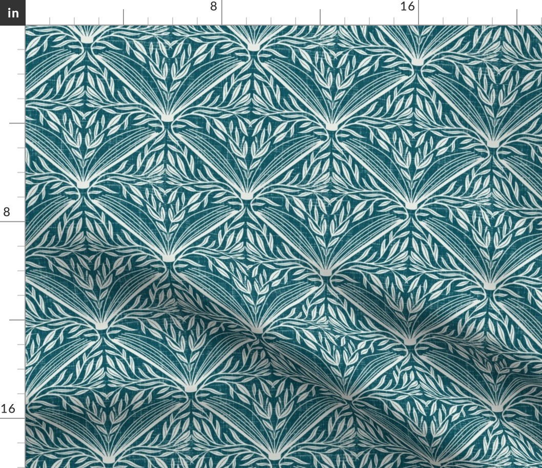 Small - Literary Damask - teal