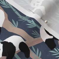 Giant Panda Party - blue - textured panda bears lounging with bamboo - small