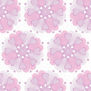 pink hand drawn hearts on white background