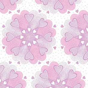  very pink hearts on a white background   