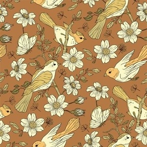 Vintage bird and flowers 