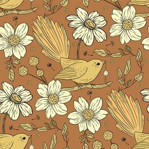 Vintage bird and flowers 