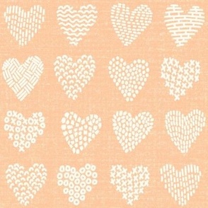 Valentine Doodle Hearts Warm Coral Cream_Iveta Abolina