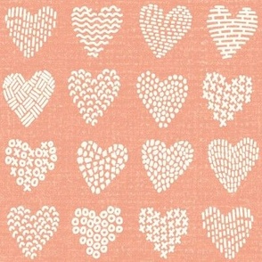 Valentine Doodle Hearts Coral Cream_Iveta Abolina
