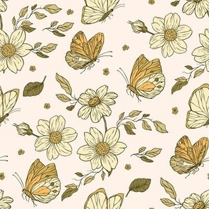 Flower and butterfly elegant vintage design