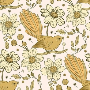 Vintage birds and flowers elegant design