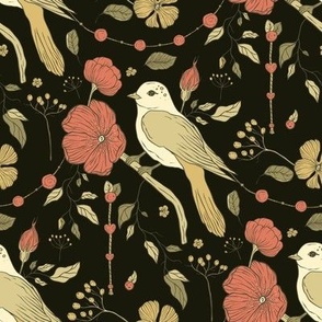 Vintage birds and flowers elegant design